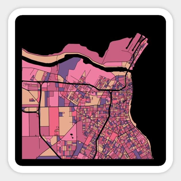 Corpus Christi Map Pattern in Purple & Pink Sticker by PatternMaps